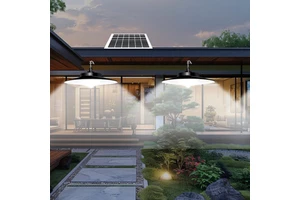 Small Solar Chandelier Hanging Lamp LED IP65 Waterproof Rechargeable Dimmable Remote Indoor Outdoor Shed Pendant Light Garden