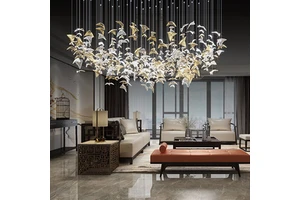 Modern Indoor Decoration Hotel Fixture Lobby Hall Staircase Streamer LED Ceiling Chandelier Lamp