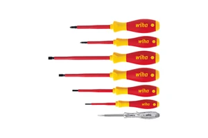 WI00834 7-Piece Insulated Electrician Tool Set Slotted/Phillips Screwdrivers Voltage Tester Pen for Home Use