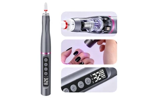 Professional 3 In 1 LED Display Pedicure Manicure Polisher Wireless Portable 35000RPM Electric Nail Drill Pen With UV Nail Lamp