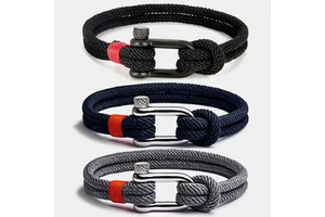 Fashion Gift Nautical Double Layer Milan Rope Outdoor Survival Sports Bracelet Men U Shape Knotted Shackle Bracelets