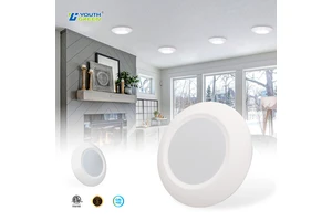 ETL Rated 6IN Indoor Outdoor Low Profile Surface Mounted LED Ceiling Light 120VAC 1000LM 15W 5CCT Eaves Corridor LED Disk Light