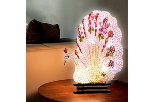 Artistic Sculptural Crystal Peacock Lamp Festive Accent LED Light for Living Room Dining Room Party Housewarming Gift Table Lamp