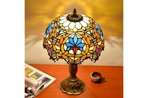 Nordic 8 12' 16'' Antique Luxury Stained Colored Glass Lighting Lampen Shade Vintage Bedside Decoration Light Tifany Table Lamp