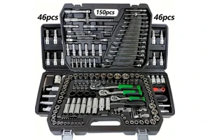 150/46pcs Auto Mechanical Repair Tool Set, Multifunctional With Socket, Wrench And Ratchet Set, Auto Repair, Mechanical Toolkit