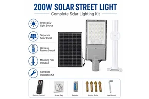 Hot Sale High Power 200W LED IP65 ABS Plastic Solar Street Lamp With Remote Control And Sensing Intelligent Control