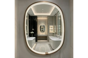 Hotel Style Contour Oval LED Bathroom Mirror 20W Dual Color Light Strip with 24W Driver Touch Control & Anti-Fog
