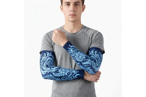 Custom Tattoo Floral Pattern UV Protection Cooling Arm Covers Breathable Arm Sleeves for Running Biker Fishing