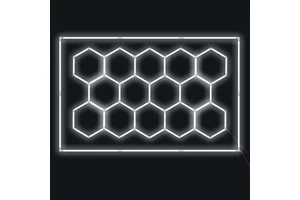 E-top Garage Hexagon LED Lights Super Bright 14 Grid Systems Hexagon Ceiling Light, Hexagon Garage Lights with Rectangle Frame
