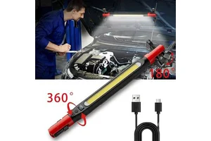 Portable LED Work Light ABS Rechargeable 2 Magnetic Base 360 Rotating Hook Clamp Workshop Garage Automotive Job Site