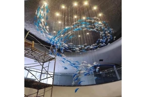 JYLIGHTING Modern Decorative Villa Hotel Lobby Ceiling Glass Fish Shaped Chandelier Pendant Light