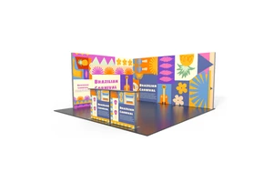 5x5m Tool Free Aluminum Frame with Built-in LED Lights Backlit Fabric Trade Show Display Modular Lightbox Exhibition Booth
