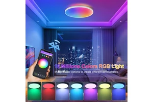RGBCW 24W Ceiling Light Three-Proof Model 001 Round Black Frame 30cm Graffiti Five-Channel Indoor Ceiling Lamp