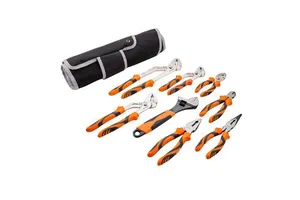 8-Piece Carbon Steel Pliers Set Hand Operated Soft Case Includes Long Nose Diagonal Cutter Slip Joint Linesman 12 10 8 Inch Home