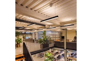 Surface Mounted LED Linear Fixture with Prismatic Lens and Emergency Backup