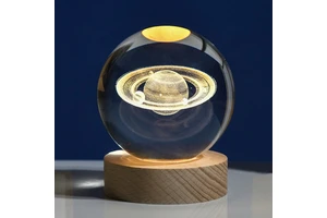 6cm 8cm K9 Crystal Ball Blank Laser Engraving Handmade DIY Crystal Lamp Crystal Ball Night Light Wooden LED Lamp Holder