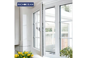 RICHOCEAN White Grilles Design Aluminum Low-e Glass Casement windows Kitchen Ventilation Swing Window for Homes