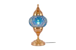Zhelanpu Lighting Traditional Turkish Handmade Mosaic Electroplating Green Bronze Electric Iron Glass Table Lamp 3000K Warm