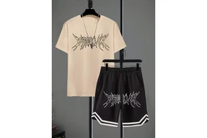 Men Everyday Matching Garment Set Short Sleeve Fashion Topwear and Innerwear Combination