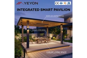 Yeyon 2026 OEM Luxury Aluminum Garden Pavilion Gazebo LED Lighting System Weatherproof Pergola Residential Outdoor Sunroom Glass
