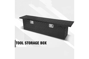Custom Aluminum Alloy Portable Truck Toolbox Auto Pattern Rectangle Design Flip-style Closure 100kg Capacity Lockable Waterproof