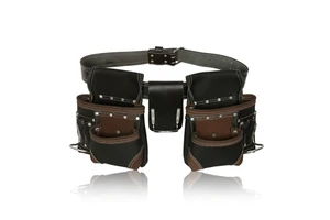 Trending Unique OEM Electrician Tool Pouch Carpenter Tool Bag Set Rich Grain Leather Knife Waist Tool Bag for Sale