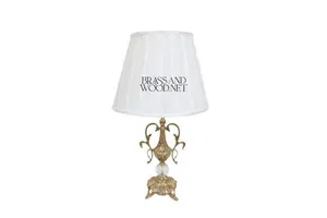 Handmade Antique Brass Table Lamp with Crystal Accent and Fabric Shade Decorative Lighting for Luxury Home Decor