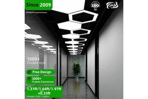 Commercial Modern Hexagon LED Light 3CCT Dimmable Hanging Lamp Ceiling Linear Pendant Lights for Office Gym Barber Shop Hotel