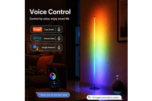 Tuya Voice Assistant Tri-zone Uplighter Smart RGB Corner Floor Lamp Music Sync Remote Control App Light For Living Room Office