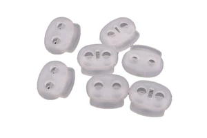 Plastic White Transparency Double Hole Spring Adjustment Buckle for Bag/clothing