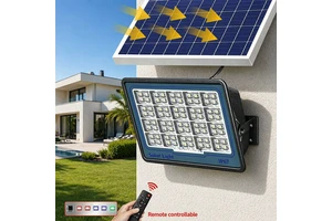 All in One Solar Flood Light IP67 Waterproof 360° Wide Beam Remote Control Dusk to Dawn High Lumen LED for Yard Garden Security