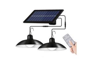 20w Double Head Retro Lamp Remote Control Hanging Solar Pendant Shed Lights Outdoor Warehouse Solar LED Flood Camping Lights