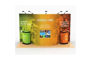Portable 2 LED Spotlights Curved Pop up Stand 10ft Trade Show Display