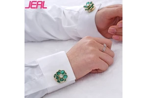 Factory Wholesale 24MM Flower Shape Button Cover Cufflinks Green Decorative Shirt Cufflinks Accessories For Women