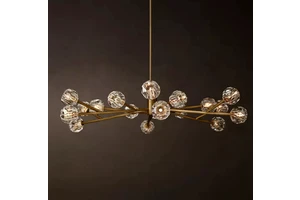 Dining Living Room Copper K9 Crystal Pendant Lights Decorative Boule De Crystal Clear Glass Round Chandelier
