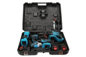 4 in 1 Cordless Lithium Battery Multifunctional Tool Set Box Package Includes Angle Grinder Electric Hammer Power Drill-OEM