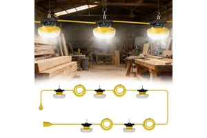 Commercial Outdoor Building Waterproof IP65 13W Yellow Plastic Cage LED Dimmable Portable Workshop Garden Temporary Light String