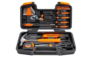 39-Piece Carbon Steel Tool Set General Household Hand Kit with Plastic Toolbox Storage Case Orange MX-TK39PC-ORANGE