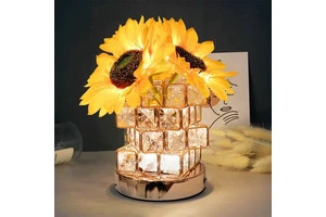 Modern Home Decor Colorful LED Tulip Sunflower Tree Night Light for Holiday Party Weddings Cordless Crystal Table Lamp