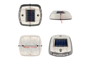 LED Solar Road Studs Contour Markers Double-Sided Cast Aluminum High-Intensity Prismatic Reflective IP68 Protection Warning