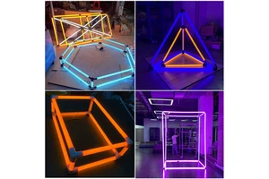 T8 LED Creative-Shaped Modular 360 Glowing Colored Strip Custom Ceiling-Mounted Horizontal Pendant Decorative Circular Light