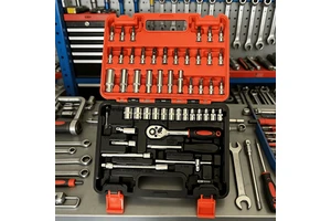 53-Piece Hand Operated Sleeve Set with Chrome Plated Combination Wrenches and Hard Case-OEM Customizable Factory Direct