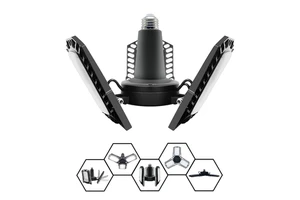 New Arrival E26 Deformable Led Garage Light With 3 Adjustable Panels Deformable Garage Light