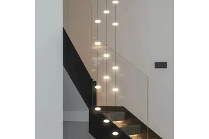 Modern Design Narrow Stair Chandelier Wind High Apartment Duplex Spiral Staircase Hollow Long Line Magic Bean Art Lamp
