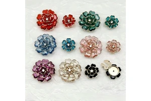 Washable Metal Crystal Button Luxury Decorative Rhinestone Button Clips Brass Women Shirt Button Cover For Clothing Eco-Friendly