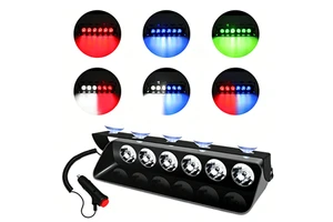 S6 High Brightness 8LED Suction Cup Strobe Warning Light, Front Windshield Emergency Safety Lamp