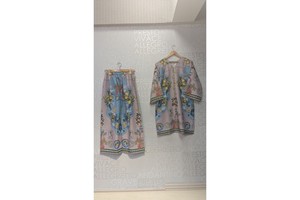 FUSION Digital Coords Set SL00247 2-Piece Casual Chiffon Three-Quarter Sleeve Tops Breathable for Spring/Summer Price 1749!