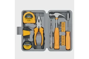 24PC Compact Home & Office DIY Hand Tool Kit with Hard Case | All-in-one Basic Tools for Household Improvement & Repairs