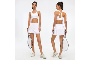 High Elastic Adjustable Strap Back Sports Bra Non Slip Stitch Waist Design 2 In 1 Short Skirt Suit Tennis Set