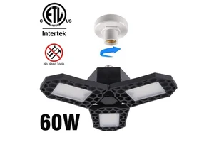 Valed 60W ETL LED Garage Lights 6000 Lumens Adjustable Trilights Garage Ceiling Light Deformable LED Garage Light